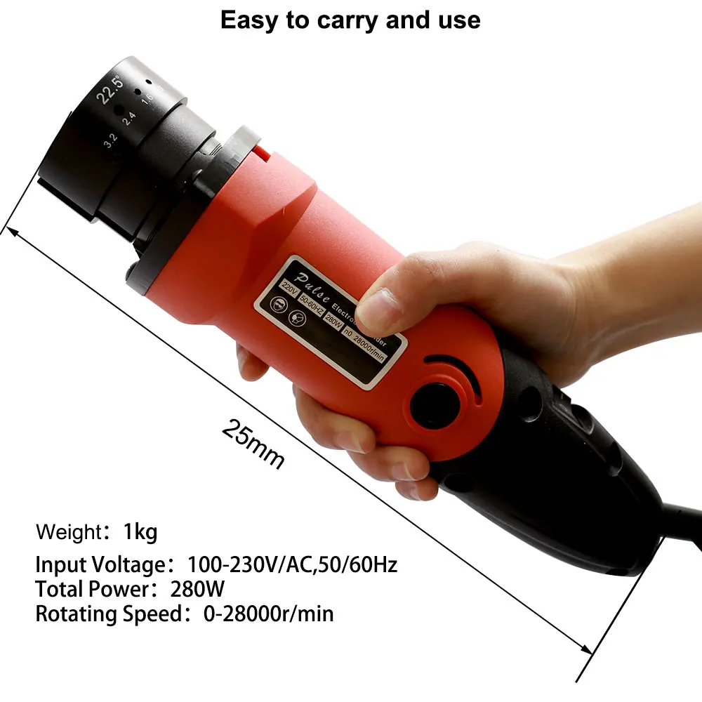 GhionChion Portable Tungsten Electrode Grinder Sharpener for TIG Welding Grinding Machine 1/8" 3/8" 1/4" inch 22.5°and 30° 6