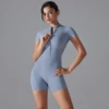 Yoga Set Women's Jumpsuits One-Piece Suit Zipper Short Sleeve Gym Push Up Workout Clothes Fitness Bodysuit Sportswear Tracksuit 5