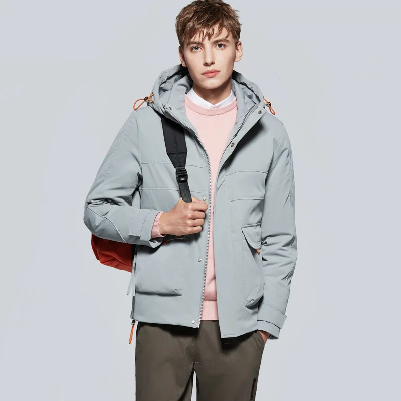 MRMT 2024 Brand New Men\'s Down Jacket White Duck Down Mid-Length Casual Versatile Warm Down Jacket Men\'s Hooded Jacket