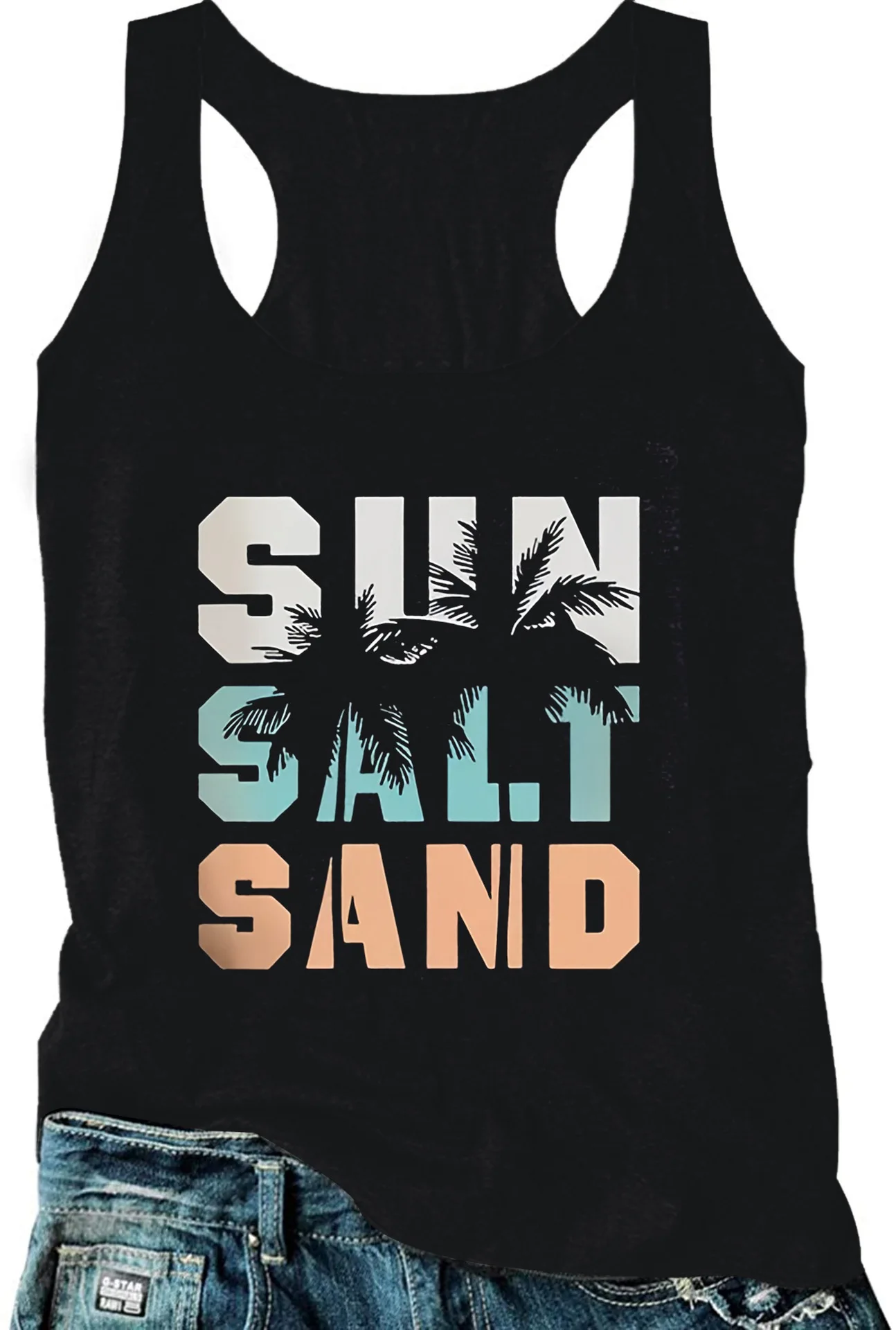 

Summer Casual Women's Printed Letters Vest T-shirt