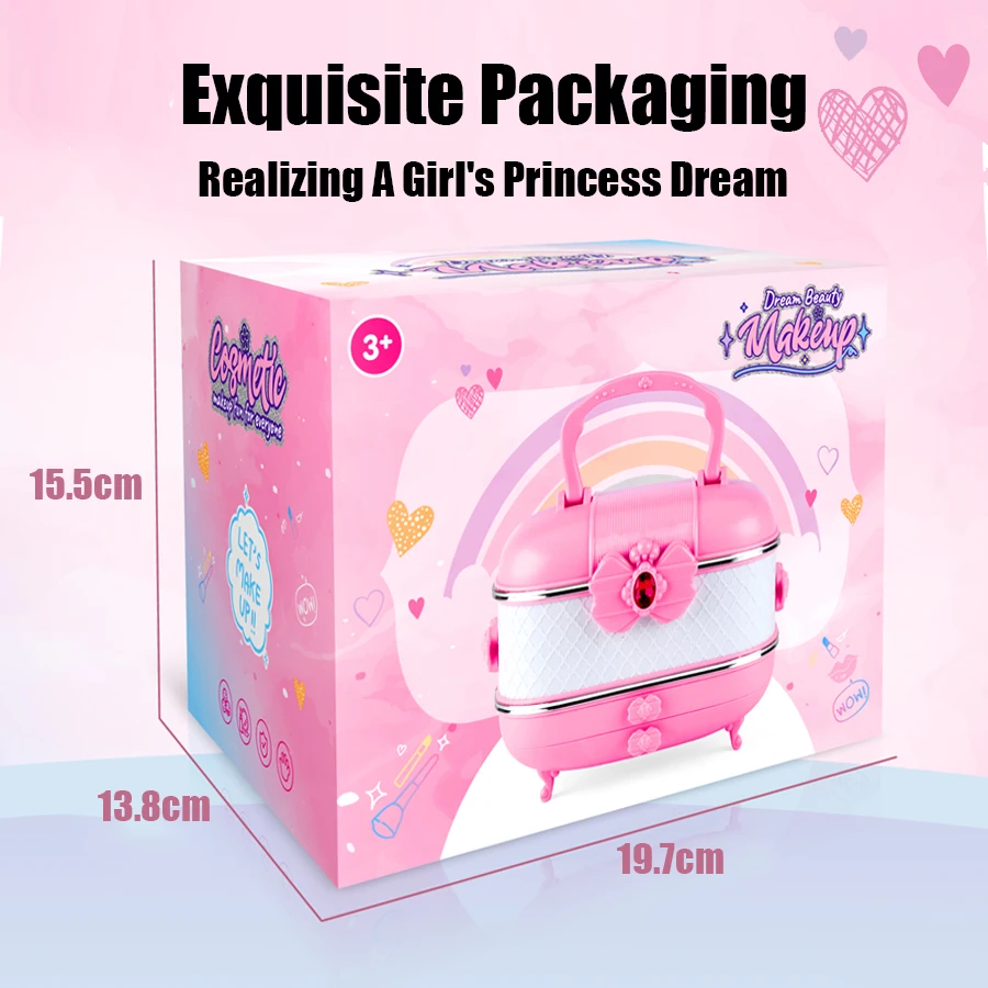 Kids Makeup Kit For Girls Princess Real Washable Pretend Play Cosmetic Set Toys With Mirror Non Toxic Safe Birthday Gifts M714 6