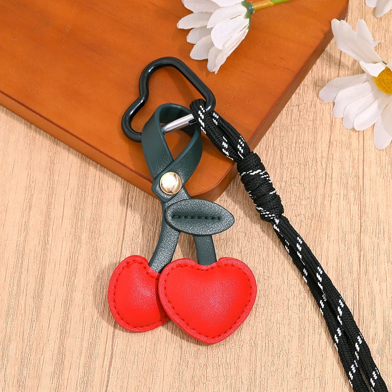 Keychain Cherry Pendant Creative Bag Women Schoolbag Leather Bag Charm Accessories Vintage Versatile Bag Keychain