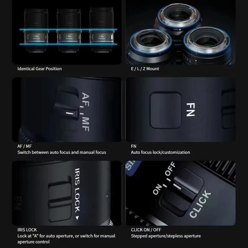 시루이 아스트라 50mm 75mm 100mm T1.8 1.33x 아나모픽 시네마 렌즈 풀프레임 오토 포커스 시네 렌즈 ( E, 니콘 Z, L 마운트용)