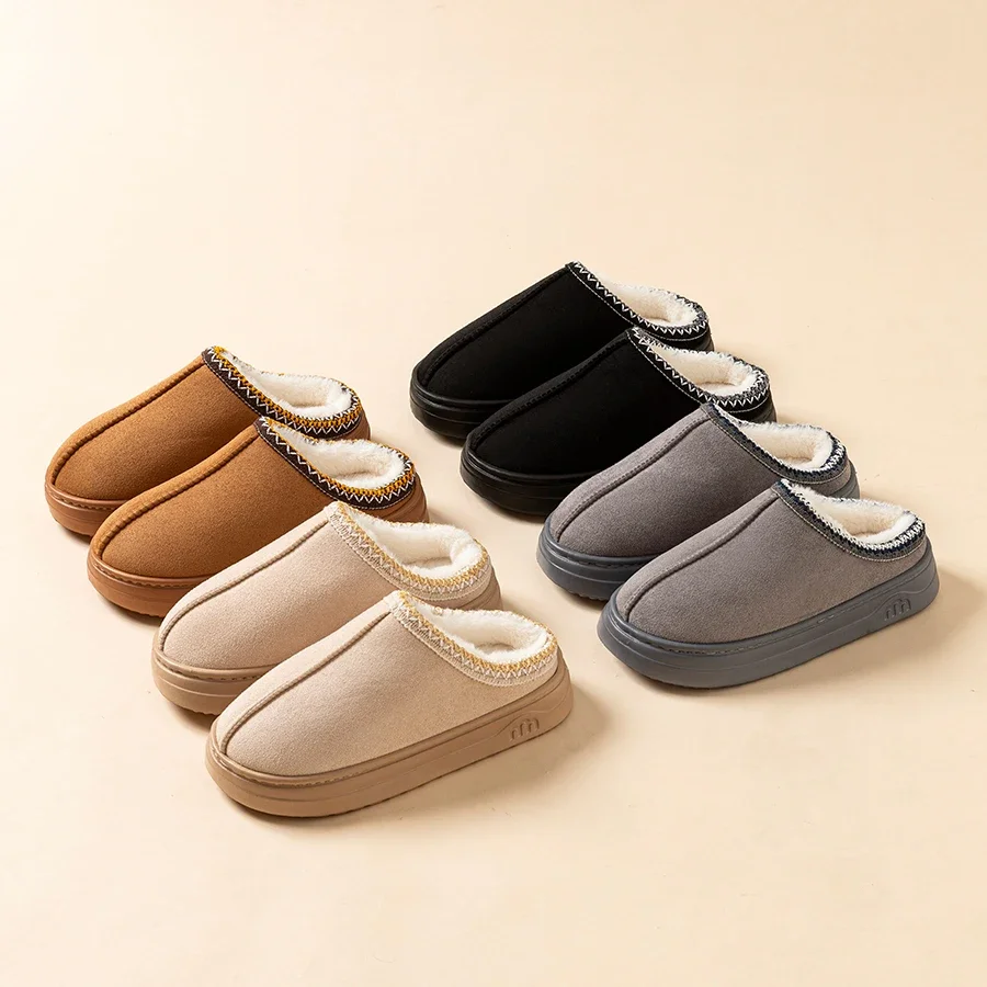 Plush Houseshoes Couple Winter Women's Slipper Fashion Fuzzy Fur Anti-slip Soft Sole Outdoor Indoor Warm Comfort Men Leisure 6