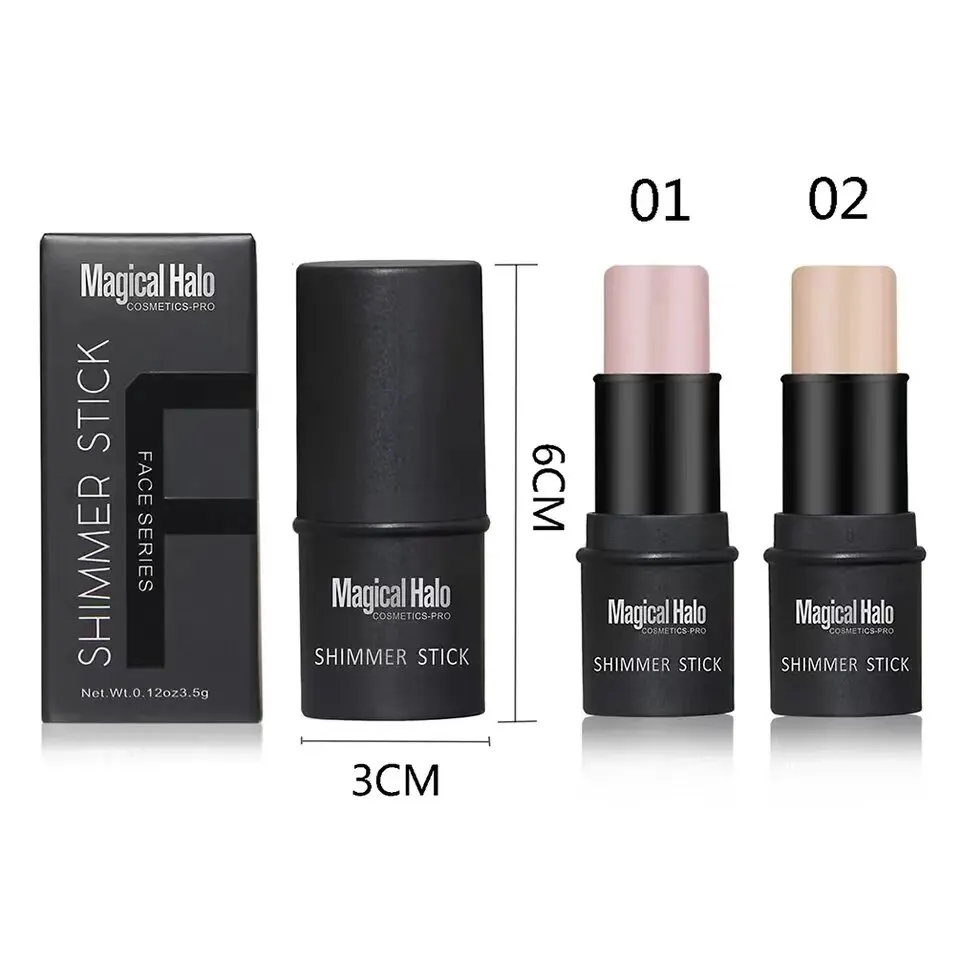 2pcs Highlighter Stick Makeup Face Contour Bronzer Shimmer Concealer Stick Glitter Modify Face Contour Illuminate Makeup Tools face highlighter,face bronzer,facial contour stick