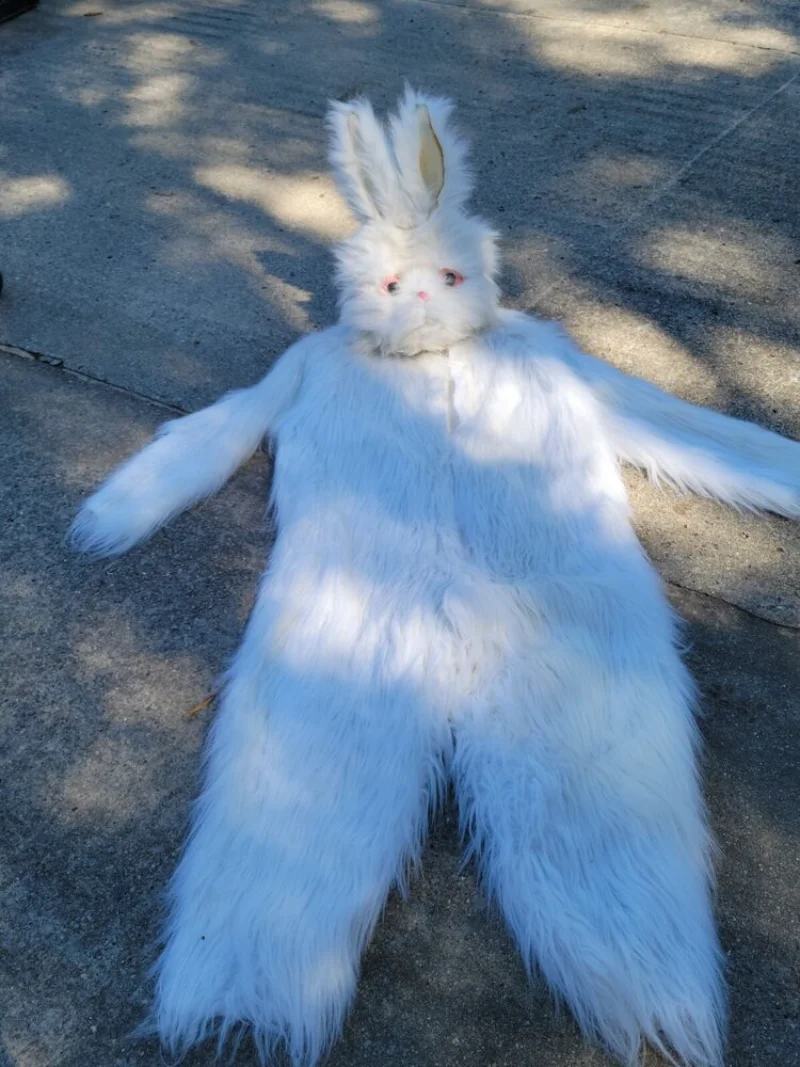 

Realistic Bunny Mascot Costume Rabbit Furry/Fur Suit Latex Face ADULT