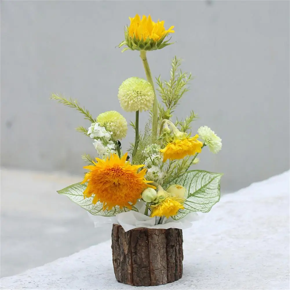 Dried Flower Packaging Bark Barrel Faux Tree Bark Dried Flower Packaging Box Flower Vase Christmas Xmas Decor Bark Barrel Bucket 5