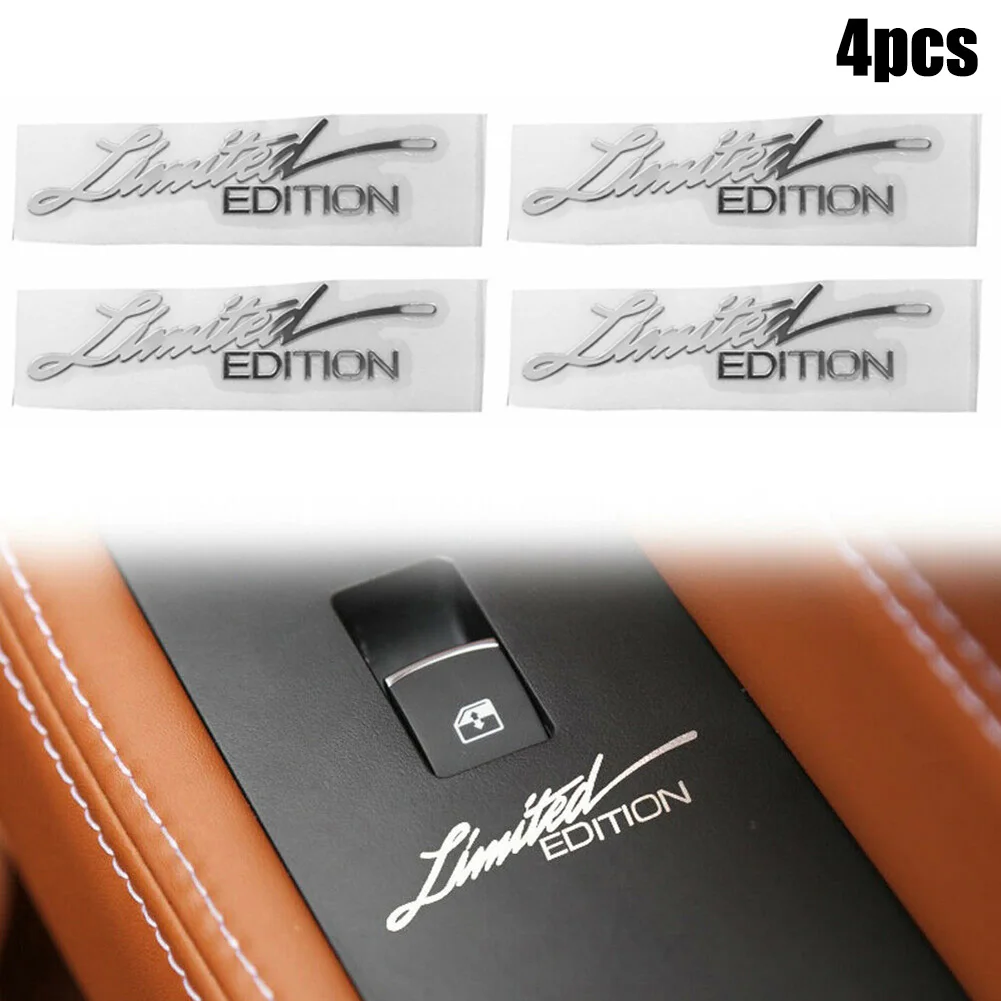 

4PC/set Car Sticker Silver Limited Edition Logo Emblem Badge Metal Sticker Decal Auto Interior Sticker Car Accessories Universal