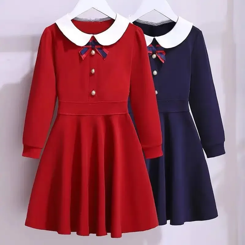 

Fashion Girls Dress Spring Autumn 2024 School Long Sleeves Dress Princess Children Dresses Vestidos Teenage 6 8 10 12 14 Years