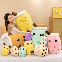 22-70cm Giant Size Bubble Tea Plushies Squishy Milk Tea Boba Pillow Peluche Ice Cream Fruits Juice Drink Bottle Prop Decor Gift 1
