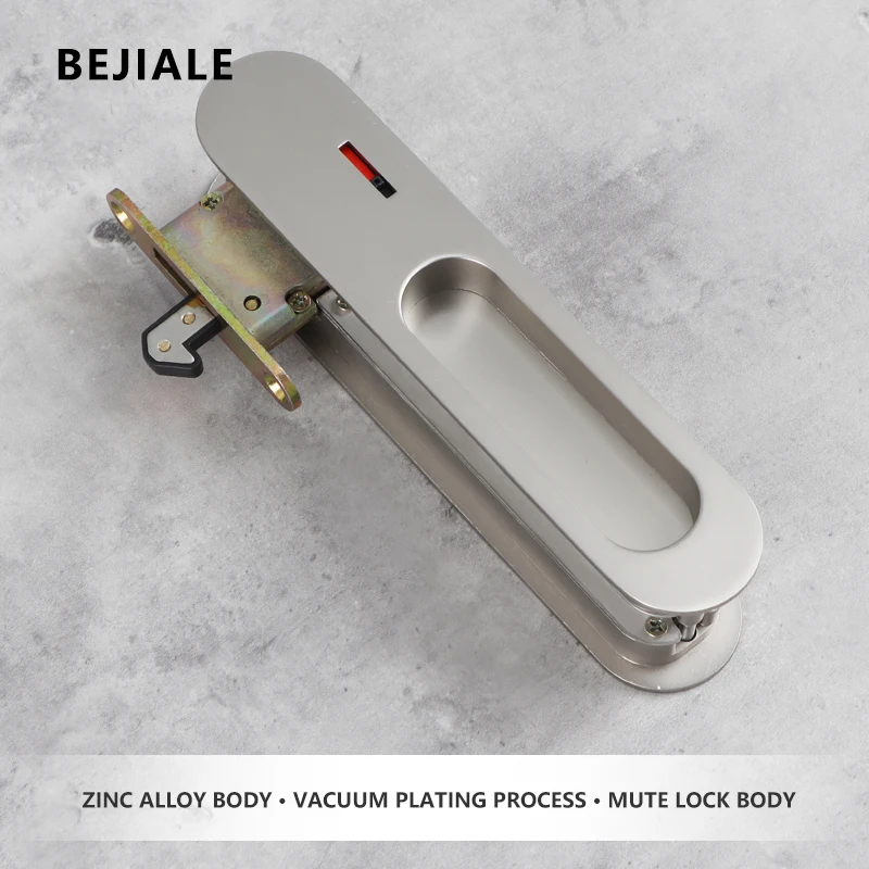 Sliding Door, Interior Sliding Door, Built-in, Hidden Handle, Bathroom, Kitchen, Wooden Hook And Lock Handle