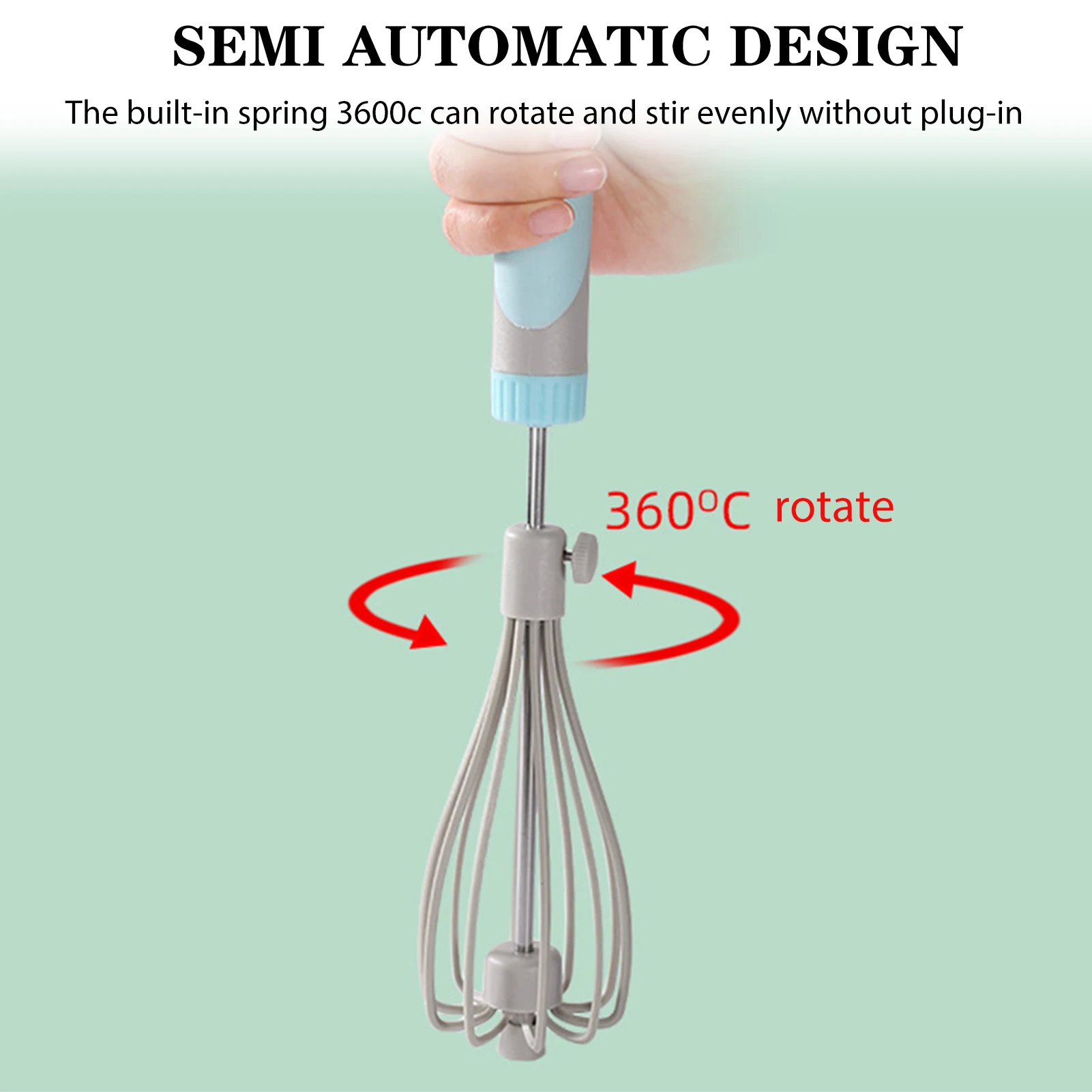 

Adjustable Egg Beater Semi-Automatic Rotary Egg Whisk Manual Blender for Home Easy Operation for Cooking Baking Cream Beater