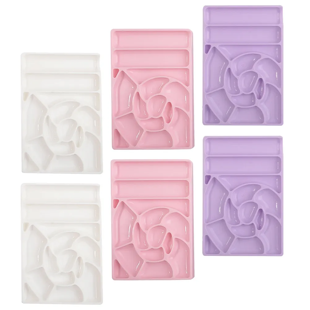 6Pcs 네일 아트 팔레트 플라스틱 네일 폴리쉬 믹싱 플레이트(색상 혼합용 분할 그리드 포함) 간편한 청소 전문가용 가정용