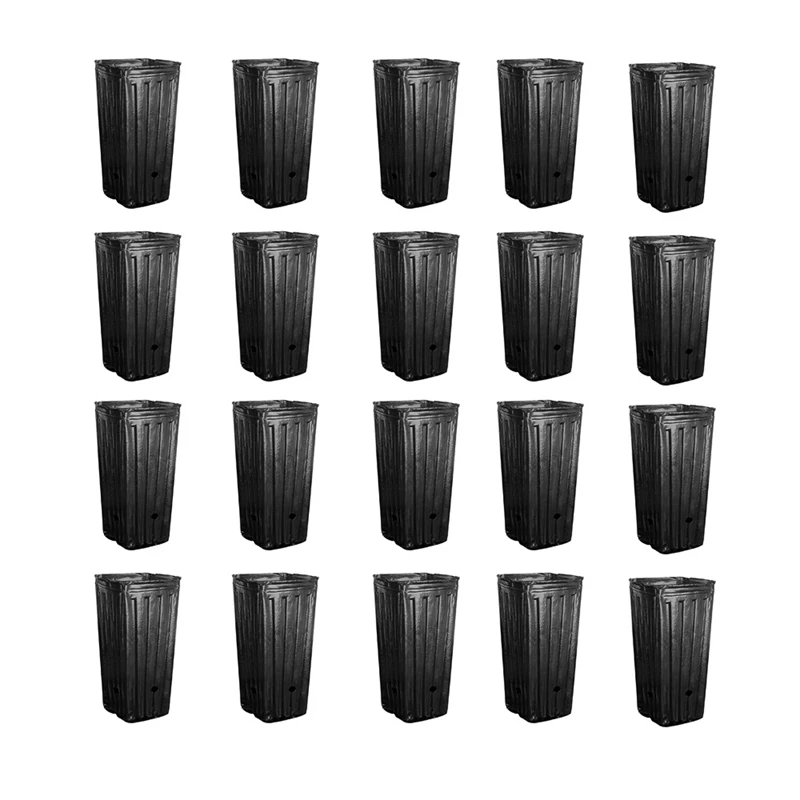 

20Pcs Plastic Deep Plant Nursery Pots Mini Size Seedling Container Pots with Drainage Holes