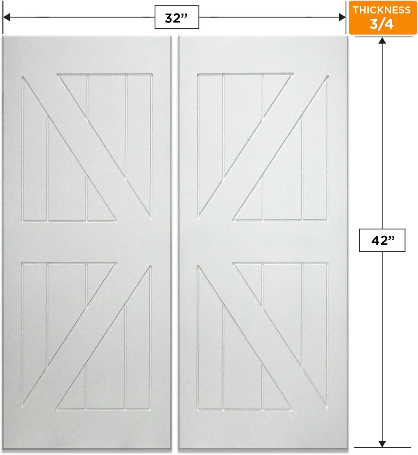 Primed Barn Doors, 3/4" Thick Saloon Door Swing, Solid Door with Strong Joints, Pre-Sanded Inside Wood Door, (32"x42")