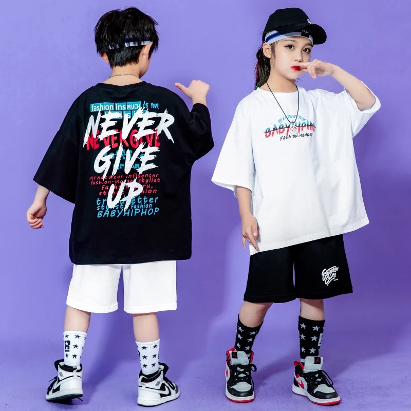 

Детские наряды для концерта, одежда в стиле хип-хоп, рубашка большого размера, верх для девочек и мальчиков, костюм для представлений и джазовых танцев, одежда