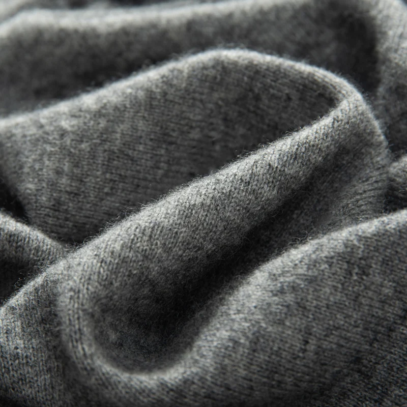 ZOCEPT Natural Cashmere Short Sleeve Sweater for Male Autumn Winter Polo-collar Knitted Pullover Man Tops Clothing Solid Sweater