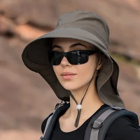 Summer Solid Color Bow Tie Bucket Hat for Women Shawl Integrated Sun Hat Outdoor Anti-UV Fishing Hat Ladies Beach Hat Hiking Hat 3