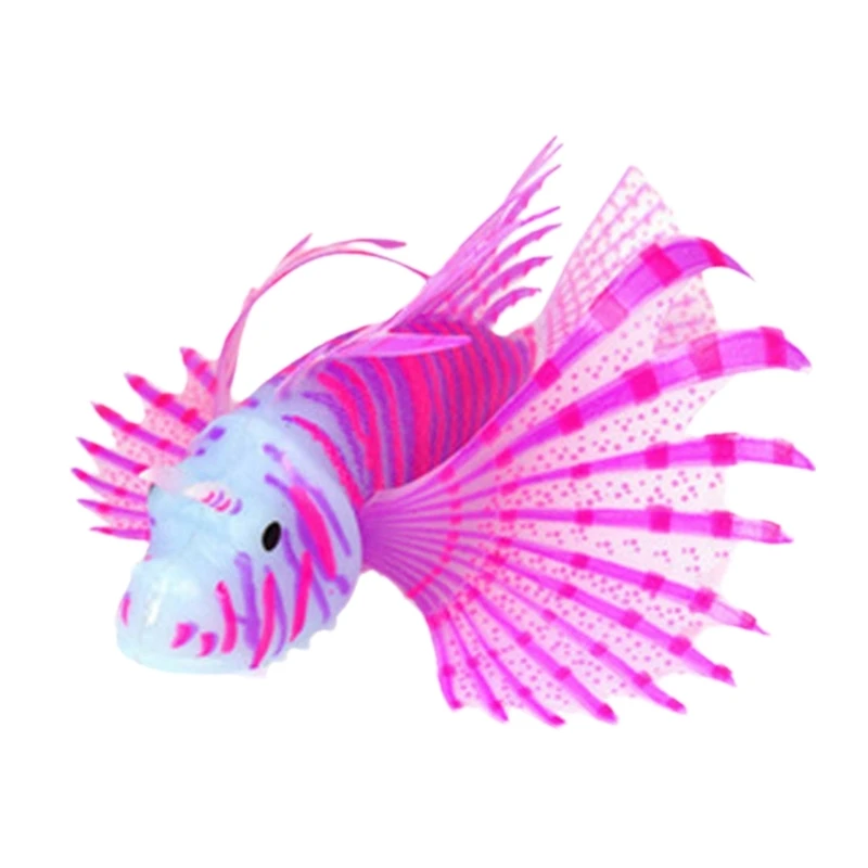 Luminously Artificial Lionfish Silicas Fish Ornaments Glowing in Dark Decors