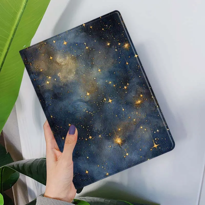Celestial Blue Gold Starry Sky Pattern Tablet Case