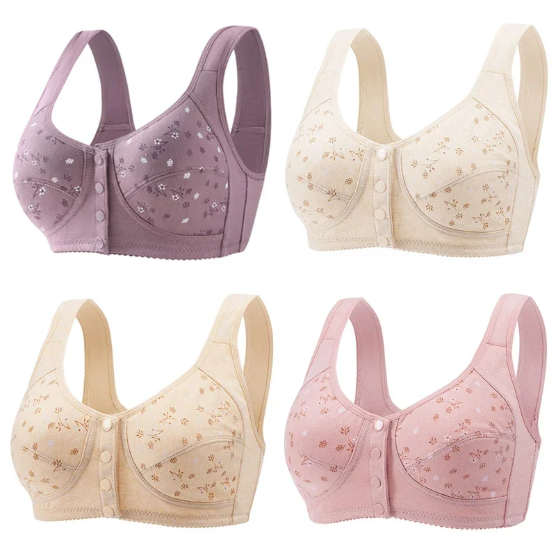 Push Up Full Bra Plus Size Women Cotton Underwear Front Closure Bra  Wireless Bras Bralette Breathable Soft Sport Seamless