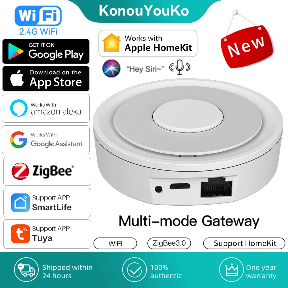 HomeKit-centro de enlace multimodo Zigbee, puente inalámbrico WiFi para  casa inteligente, Tuya, Smart Life, funciona con Apple iPhone, Siri, Alexa  y Google - AliExpress