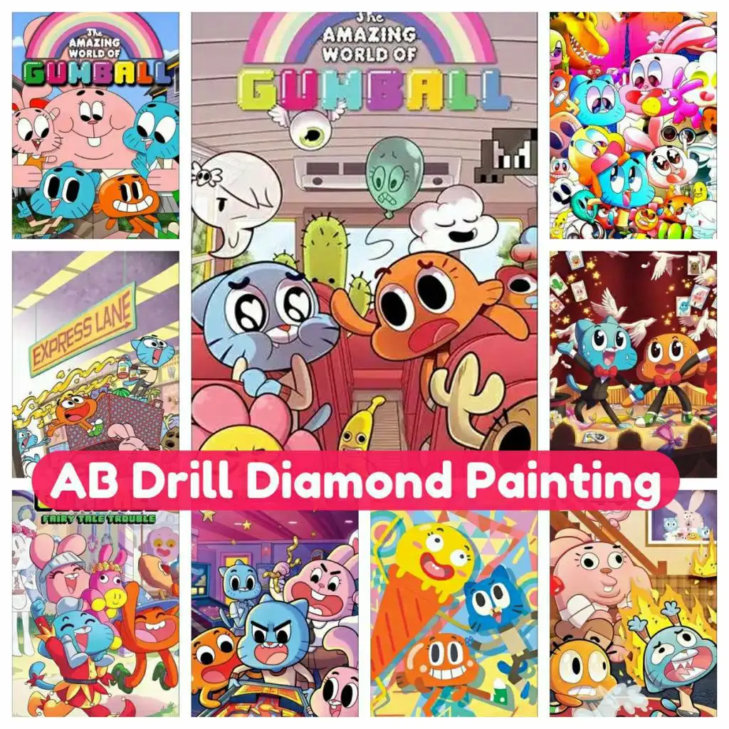 

The Funny Amazing Gumball AB Diamond Painting Mosaic DIY Kit Handmade Embroidery Cross Stitch Kit Full Drill Round Square