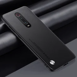 Luxury PU Leather Matte Shockproof Phone Case - Premium Silicone Protection Cover for Xiaomi Mi 9T (Black)