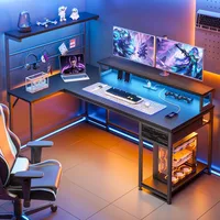 52" W Gaming Desk with Drawers Stable L Shaped Desk with 3 Power Outlets,USB Port & Type-C Port,L Shaped Gaming Desk 1