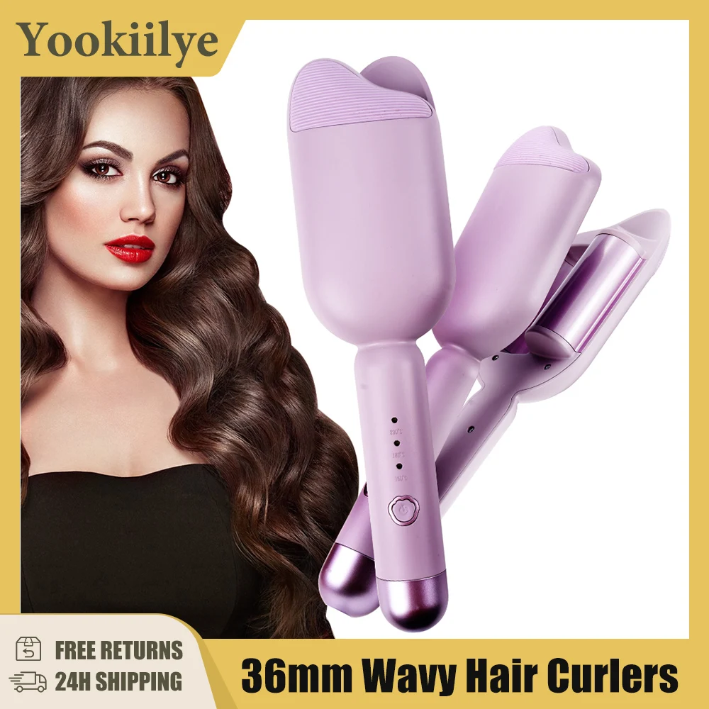 

New 36mm Wavy Hair Curlers Curling Iron Wave Volumizing Hair Lasting Styling Tools Egg Roll Head Waver Styler Wand Curling Irons