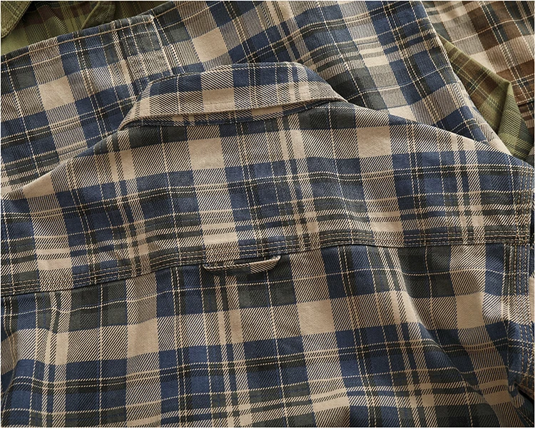 Schweres, klobiges, kariertes Langarmhemd aus Baumwolle für Herren, klassische Revertasche, farblich passende karierte Freizeithemdjacke – Detail 17