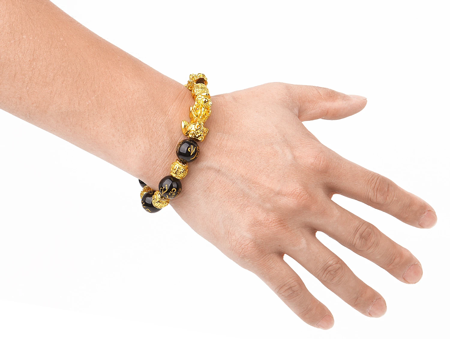 Unisex Men Pixiu Charms Ring Bracelet Chinese Feng Shui Amulet Wealth and Lucky Open Adjustable Bead