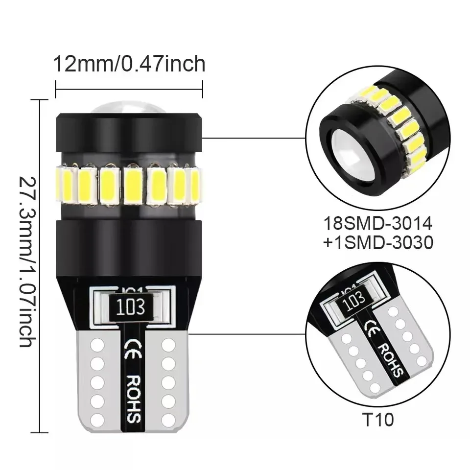 2x W5W T10 3014 18SMD Led 전구 Canbus 자동차 인테리어 전구 주차 위치 램프 지도 돔 독서등