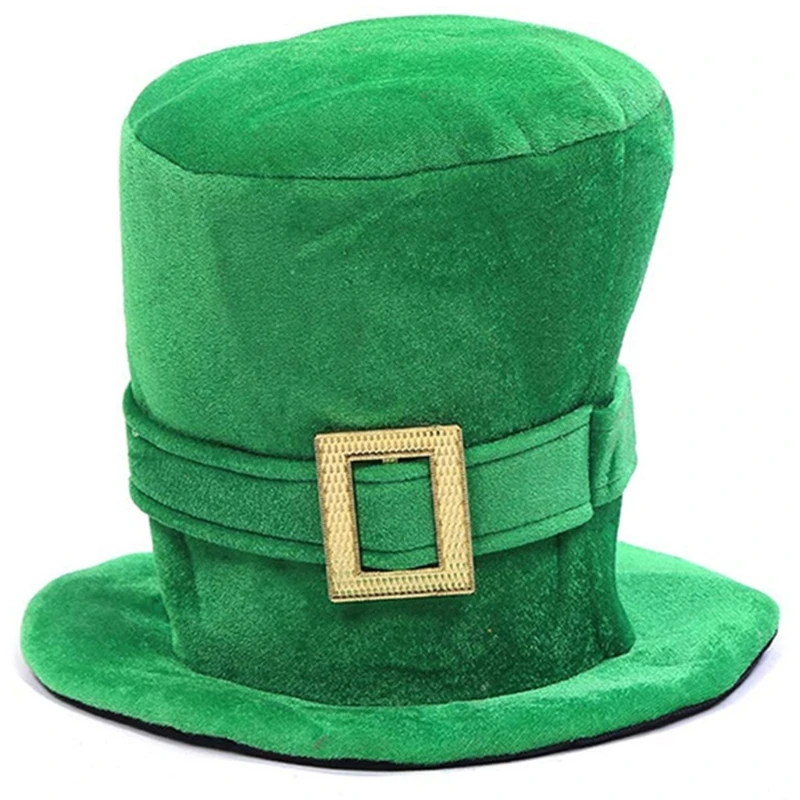 

652F Saint Patricks Day Celebration Costume Fashionable Large Green Top Hat St Patricks Day Accessories for Men & Women