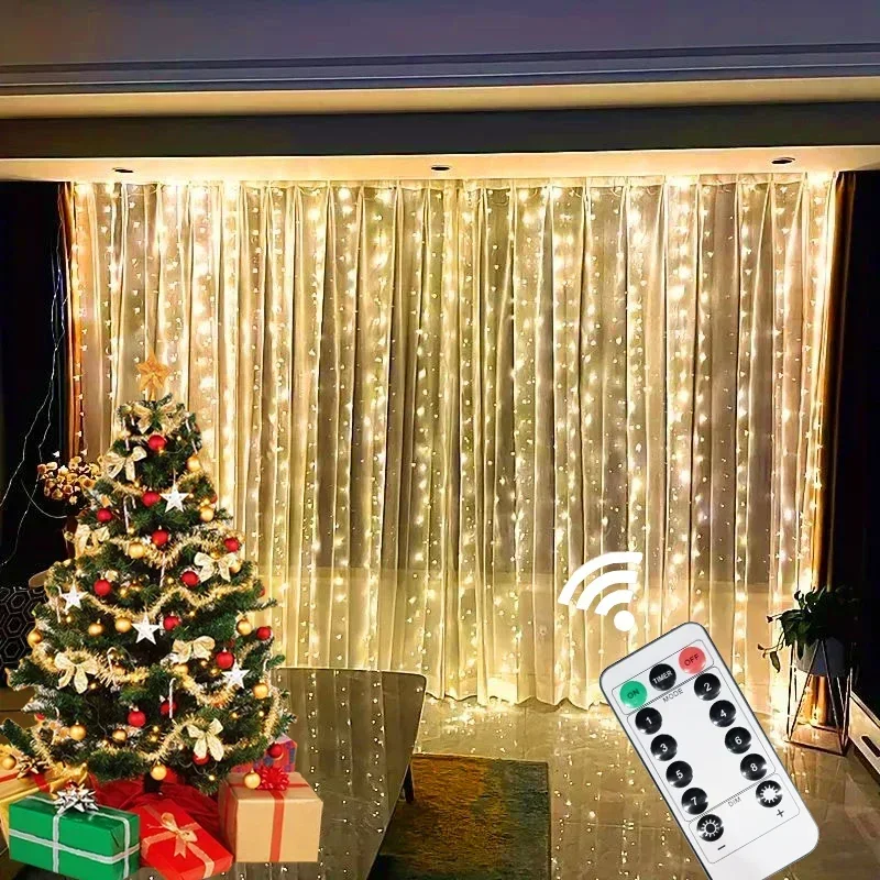 thumbnail image 1 of USB 6/3M Holiday Fairy Lights LED Curtain Lights Christmas Garland for 8 Modes Remote,Home Party Xmas Tree Christmas Decorations, 1 of 5
