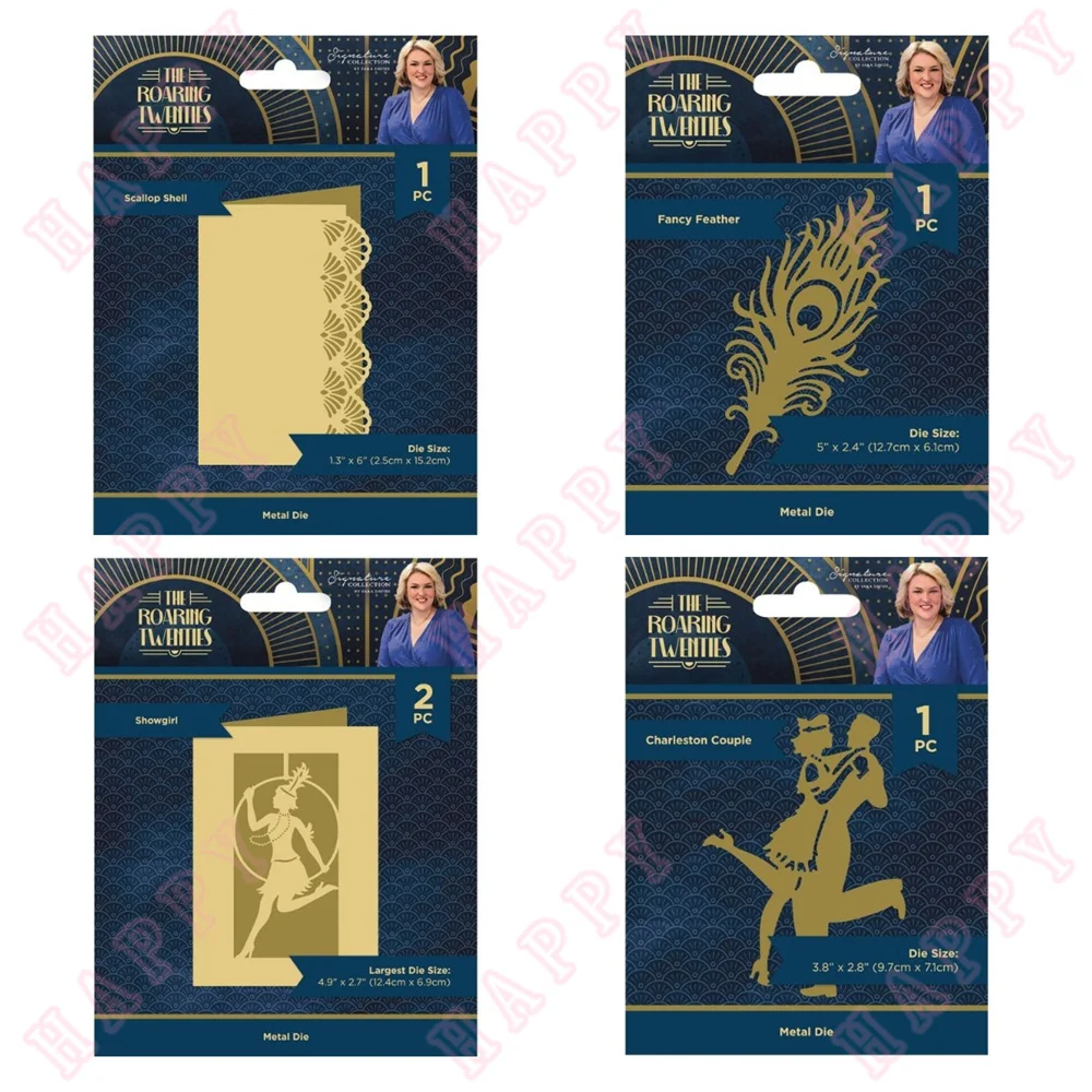 

Metal Cutting Dies Charleston Couple Fancy Feather Shell Decoration For DIY Scrapbook Diary Album Template Embossing Handcraft