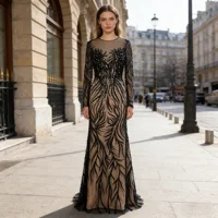 Elegant Evening Dress for Women 2026 Long Sleeves Mermaid Detachable Train Pearls Formal Prom Wedding Party Gown Customized - Image 6