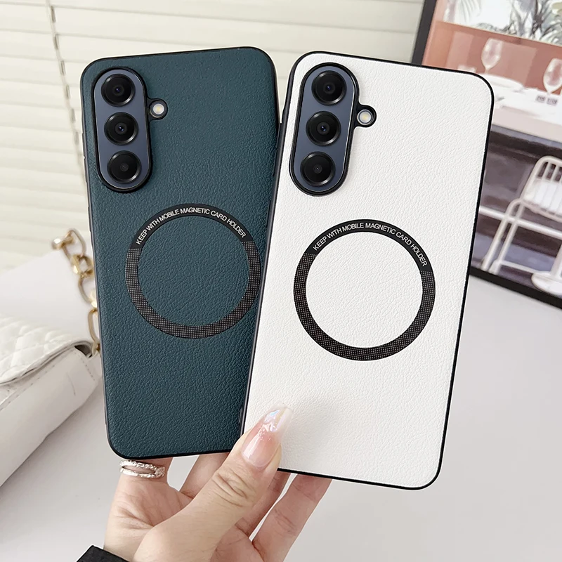 Premium Magnetic PU Leather Protective Case with Wireless Charging Compatibility