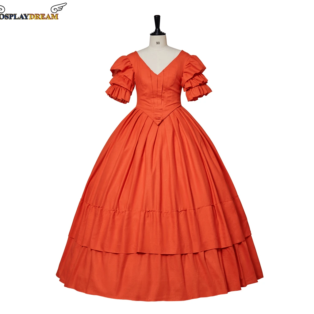 

Medieval Women's Victorian ball gown Civil War Southern Belle Dresses Renaissance Elegant Orange Party Dress Princess Dress