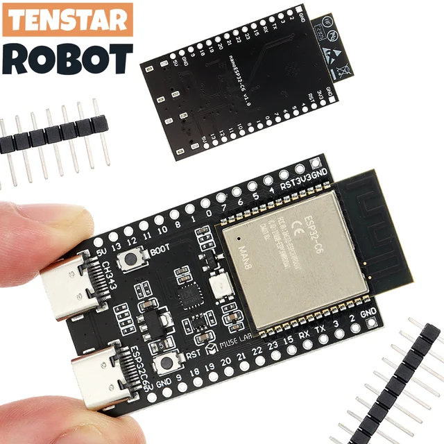 TENSTAR ESP32-C6 ESP32 WiFi+Bluetooth Internet Of Things Dual Type-C Development Board ESP 32 Core Board ESP32-C6-DevKit C