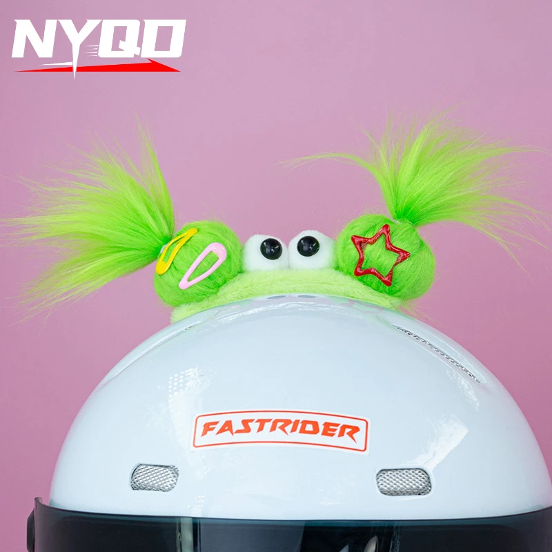 

Шлем мотоциклетный съемный плюшевый, смешное уродливое украшение, допаминовый цвет, милые аксессуары для электрического лыжного шлема