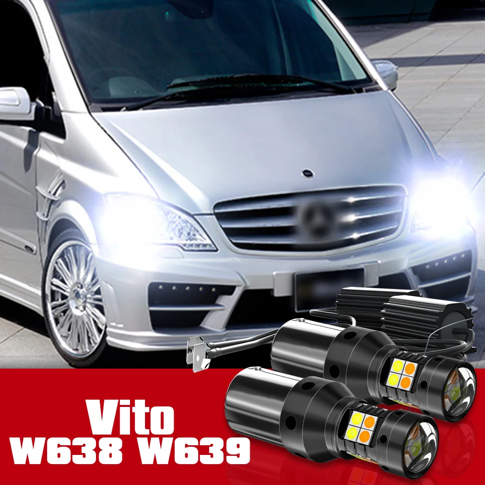 

2pcs LED Accessories Dual Mode Turn Signal+Daytime Running Light DRL For Mercedes Benz Vito W639 W638 1996-2008 2003 2004 2005