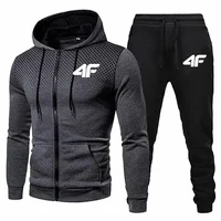 Autumn Winter Mens Tracksuit Jogging Sweatpants 2 Piece Set Sport Zipper Jacket+Running Trousers Suit Casual Printing Clothing 1