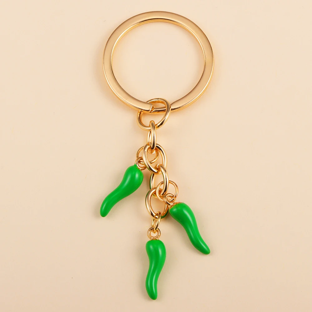 Bunte Emaille Pfeffer Schlüsselanhänger Lustige Chili Baumeln Split Schlüsselanhänger Frauen Mädchen Tasche Autoschlüssel Ornament Anhänger Modeschmuck Geschenk – Detail 7