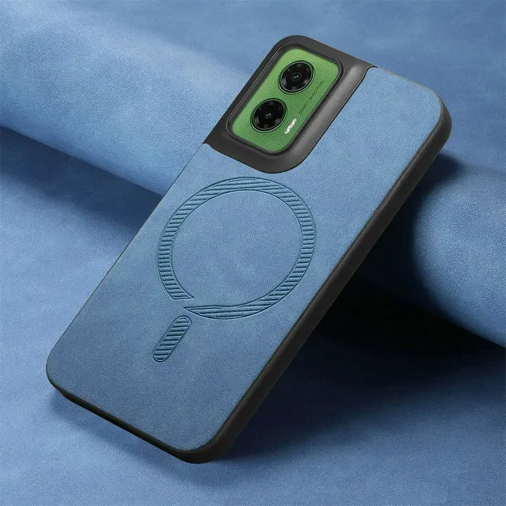Luxury Leather Back Case with Wireless Charging and Magnetic Closure for Motorola Moto Smartphones
