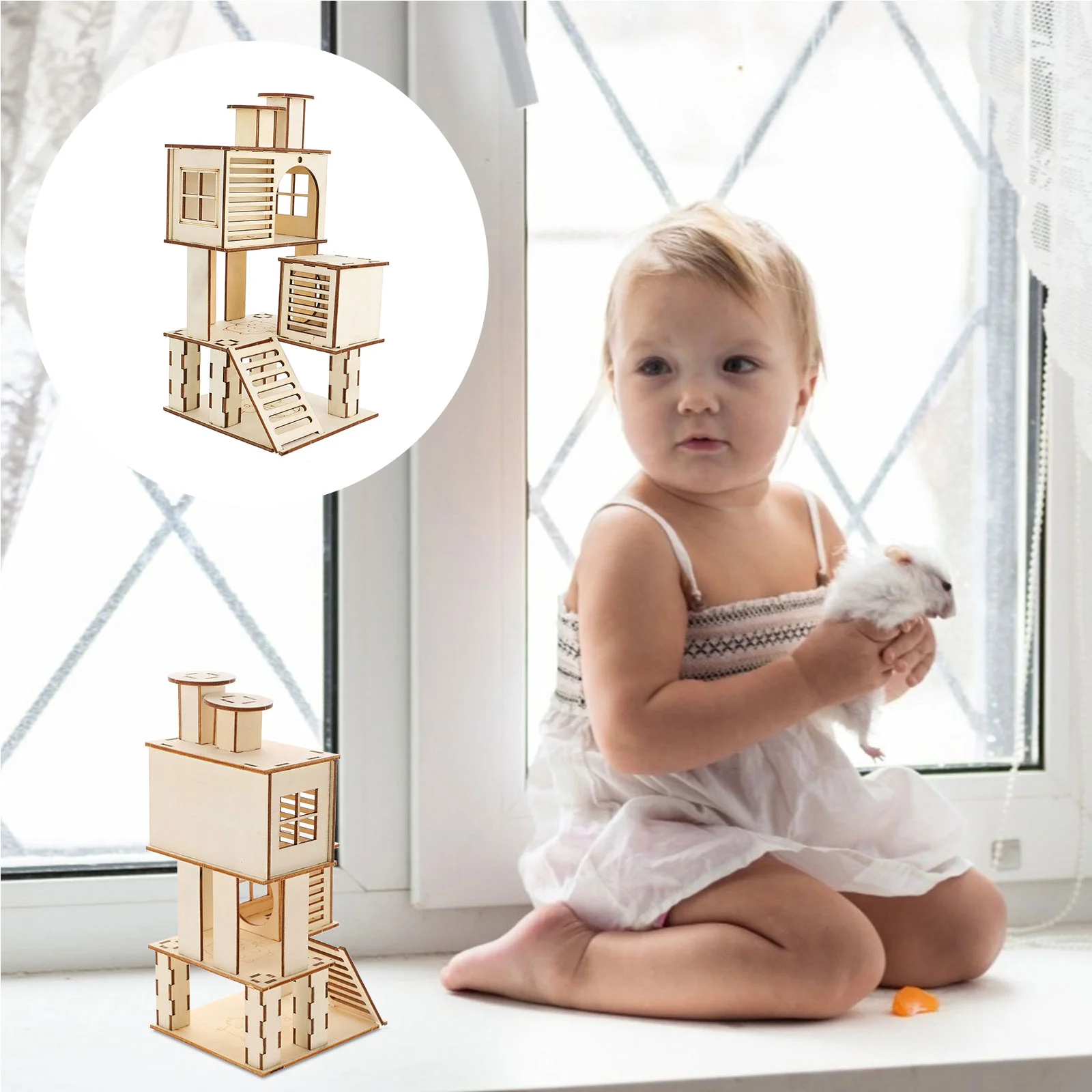 

Hamster Ladder Small House Animal Wooden Playground Wood Chinchilla Cage Platform Hideout Accessories Hedgehog Rat Stand Ramp