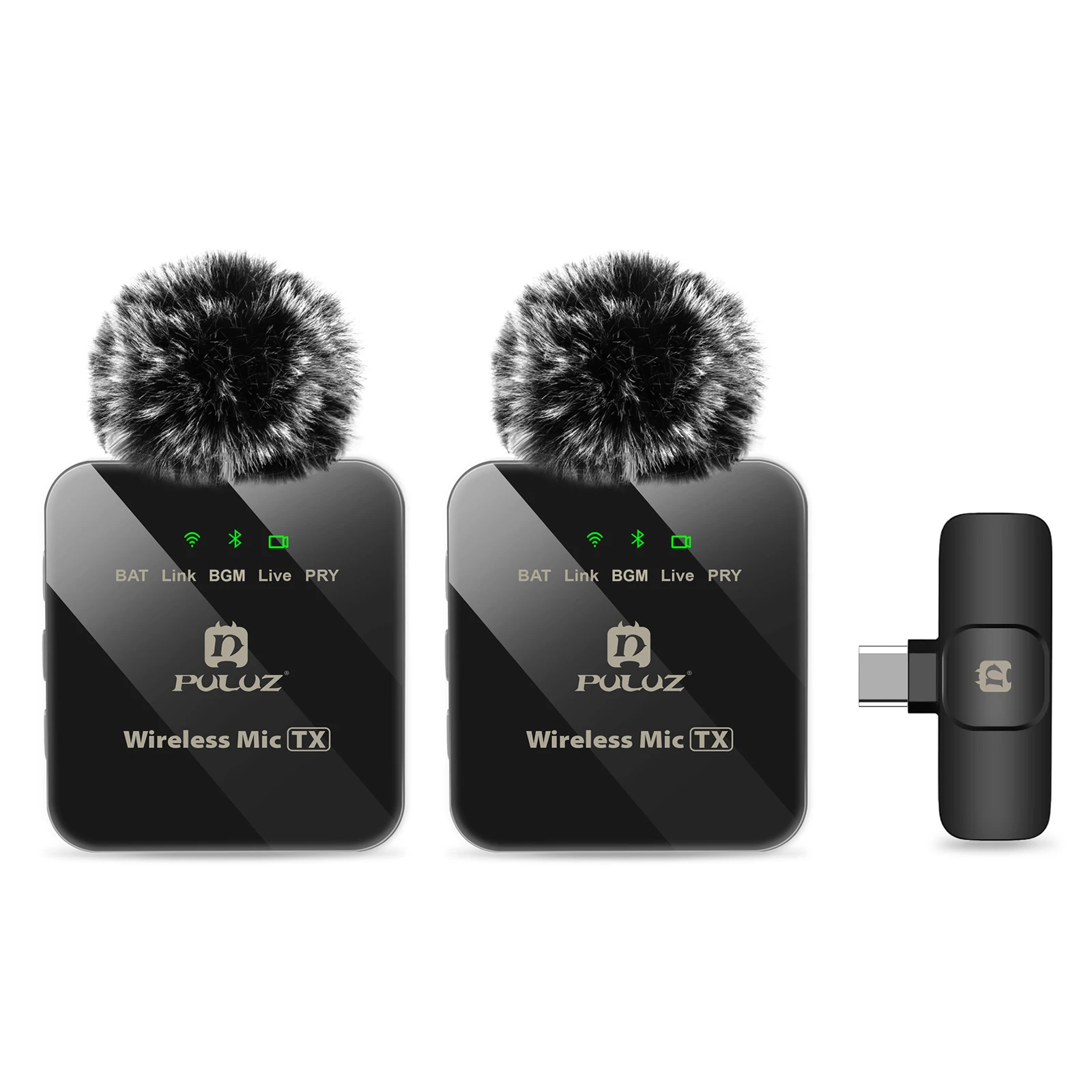 PULUZ Wireless Lavalier Microphone Portable Audio Video Recording Mini Mic for iPhone Android Outdoor Live Broadcast Phone Mic