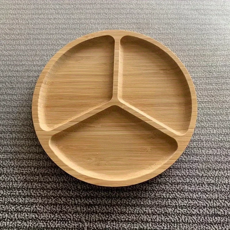 Wooden Divided Serving Trays Bamboo Fruit Tray with 5 Compartments Round Serving Tray for Party Dishes Snacks Dried Fruits 6