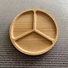 Wooden Divided Serving Trays Bamboo Fruit Tray with 5 Compartments Round Serving Tray for Party Dishes Snacks Dried Fruits 6