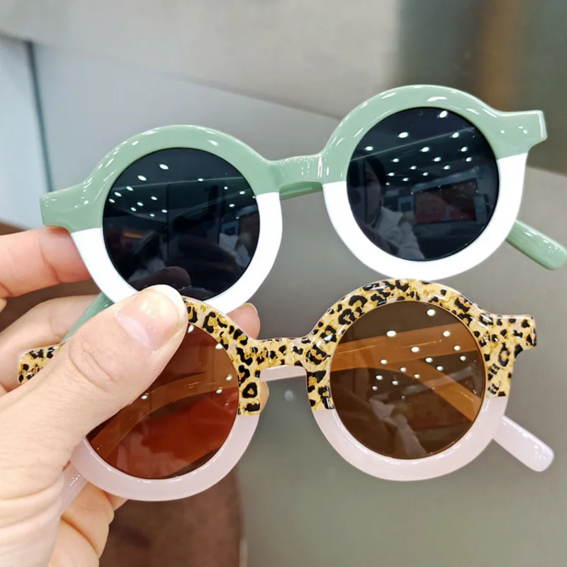 

Children Cute Leopard Double Color Cartoon Bear Shape Round Sunglasses Boy Girl Kids Vintage Sunglasses UV400 Protection Classic